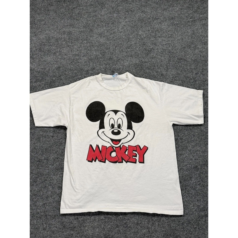 Vintage Disney Mickey Mouse‎ Shirt Mens XL White Single Stitch Made USA 80s